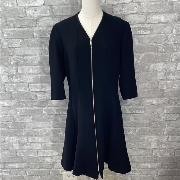 Lafayette 148 New York Black Rosalie Crepe Front Zipper Dress - Picture 1 of 6
